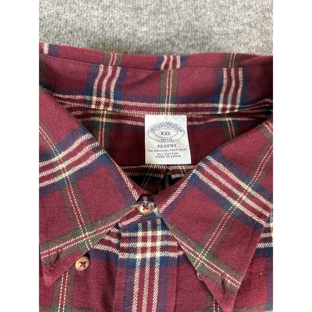 Mens Brooks Brothers 1818 Regent Soft Flannel Long Sleeve Button Up Shirt‎ XXL